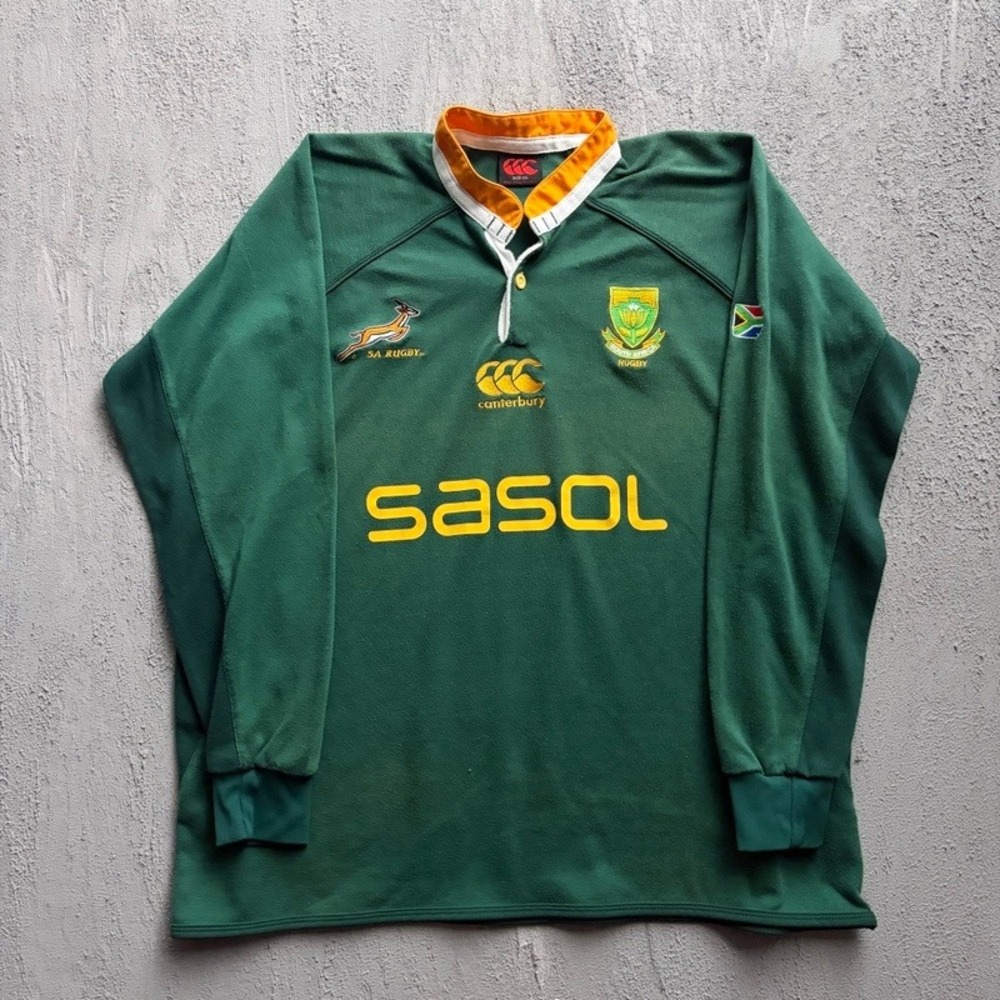 Vintage Canterbury South Africa Rugby Jersey XXL Green 2000s Springboks Sasol